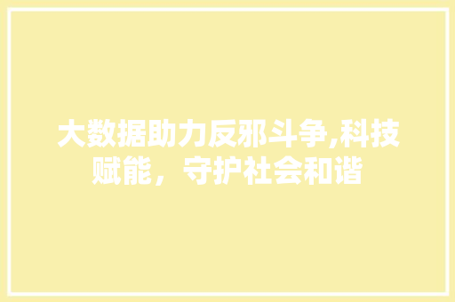 大数据助力反邪斗争,科技赋能，守护社会和谐