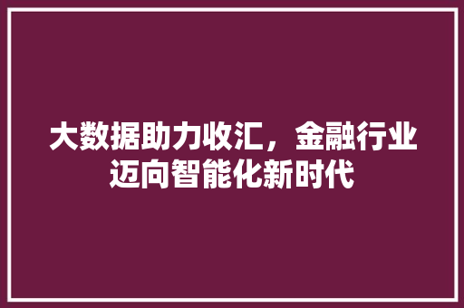 大数据助力收汇，金融行业迈向智能化新时代