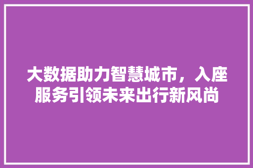 大数据助力智慧城市，入座服务引领未来出行新风尚