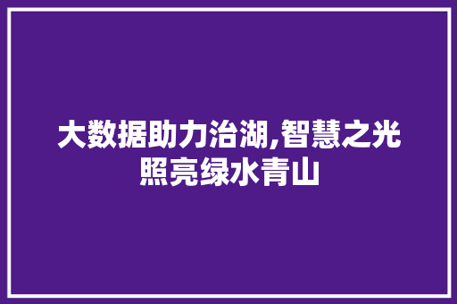 大数据助力治湖,智慧之光照亮绿水青山 搜狗SEO