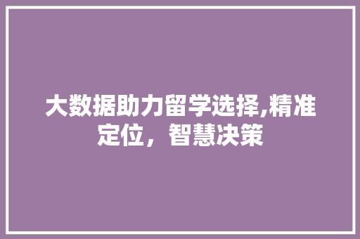 大数据助力留学选择,精准定位，智慧决策 必应SEO