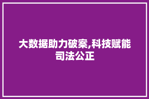 大数据助力破案,科技赋能司法公正 百度SEO