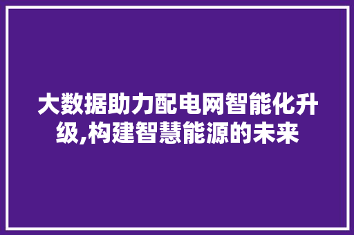 大数据助力配电网智能化升级,构建智慧能源的未来