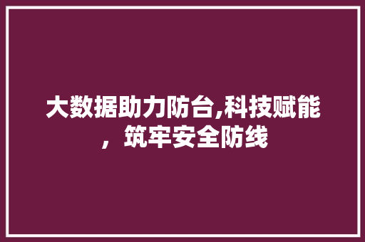 大数据助力防台,科技赋能，筑牢安全防线 神马SEO