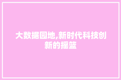 大数据园地,新时代科技创新的摇篮