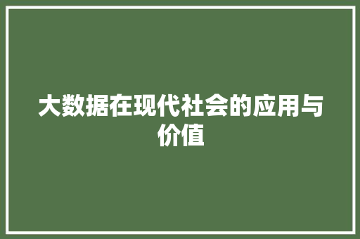 大数据在现代社会的应用与价值 神马SEO