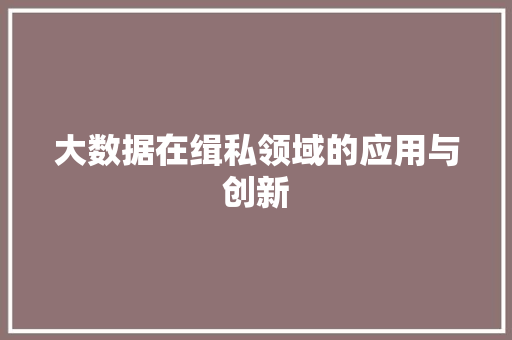 大数据在缉私领域的应用与创新