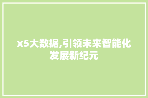 x5大数据,引领未来智能化发展新纪元 神马SEO