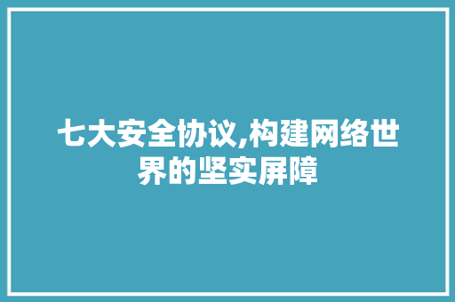 七大安全协议,构建网络世界的坚实屏障 百度SEO