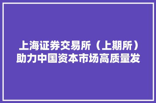 上海证券交易所（上期所）助力中国资本市场高质量发展 必应SEO