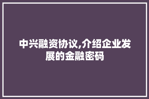 中兴融资协议,介绍企业发展的金融密码