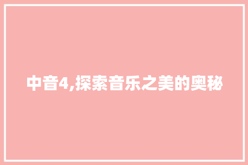 中音4,探索音乐之美的奥秘 百度SEO