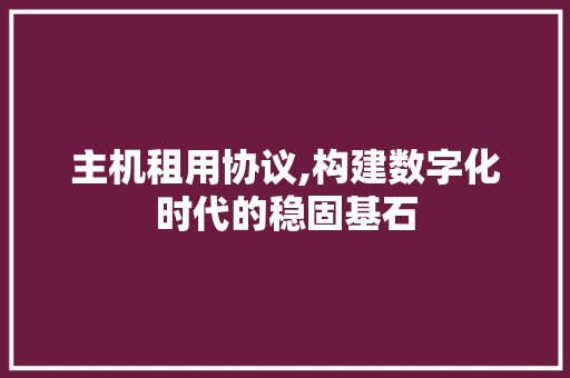 主机租用协议,构建数字化时代的稳固基石
