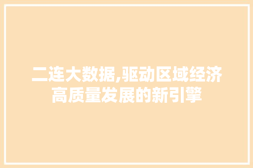二连大数据,驱动区域经济高质量发展的新引擎