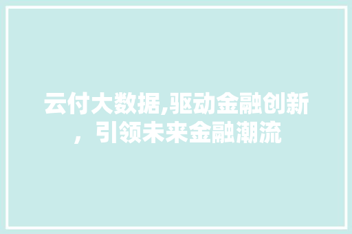 云付大数据,驱动金融创新，引领未来金融潮流