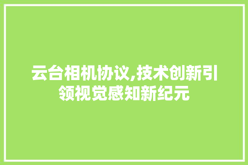 云台相机协议,技术创新引领视觉感知新纪元