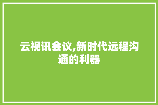 云视讯会议,新时代远程沟通的利器