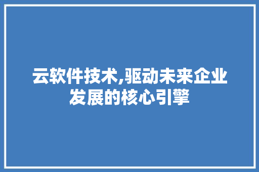云软件技术,驱动未来企业发展的核心引擎