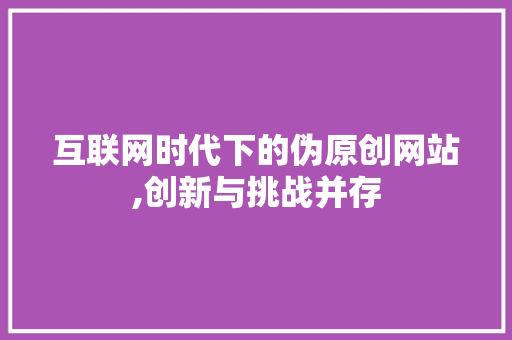 互联网时代下的伪原创网站,创新与挑战并存