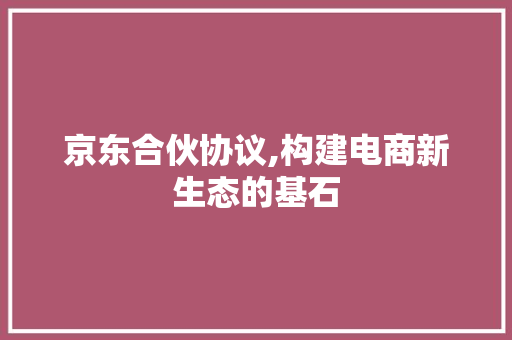 京东合伙协议,构建电商新生态的基石