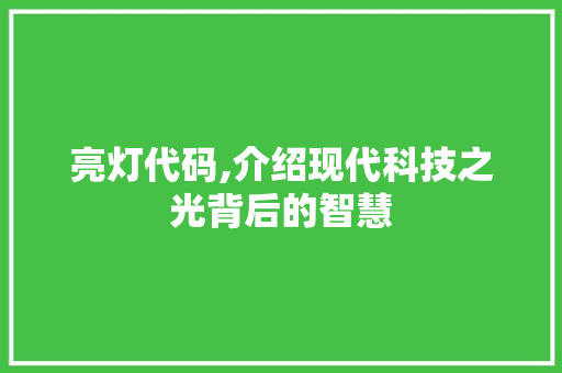 亮灯代码,介绍现代科技之光背后的智慧