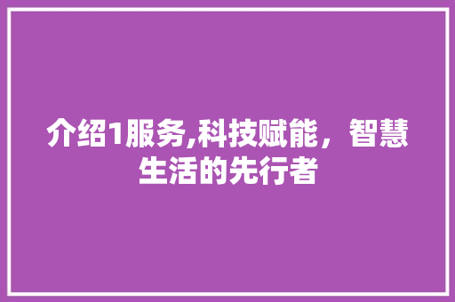 介绍1服务,科技赋能，智慧生活的先行者