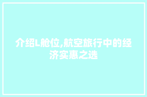 介绍L舱位,航空旅行中的经济实惠之选 GoogleSEO