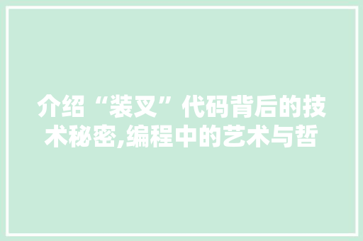 介绍“装叉”代码背后的技术秘密,编程中的艺术与哲学