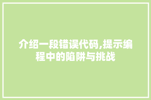介绍一段错误代码,提示编程中的陷阱与挑战