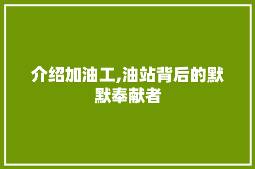 介绍加油工,油站背后的默默奉献者