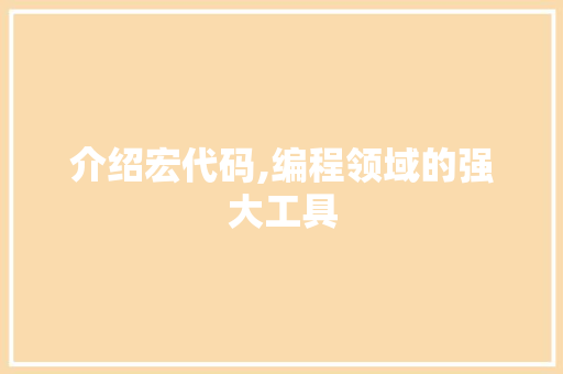 介绍宏代码,编程领域的强大工具 GoogleSEO