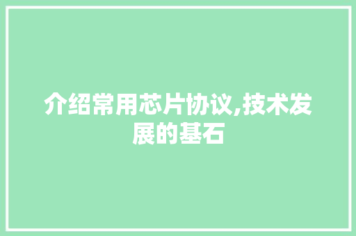 介绍常用芯片协议,技术发展的基石