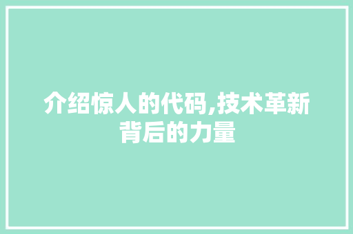 介绍惊人的代码,技术革新背后的力量 百度SEO