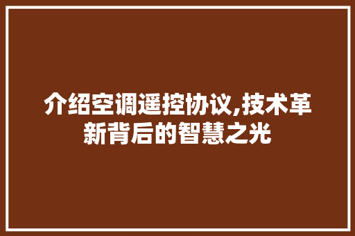 介绍空调遥控协议,技术革新背后的智慧之光 百度SEO