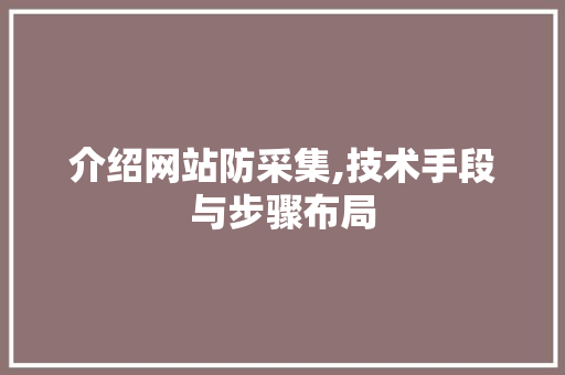 介绍网站防采集,技术手段与步骤布局 必应SEO