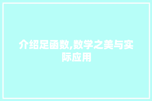 介绍足函数,数学之美与实际应用