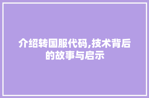介绍转国服代码,技术背后的故事与启示