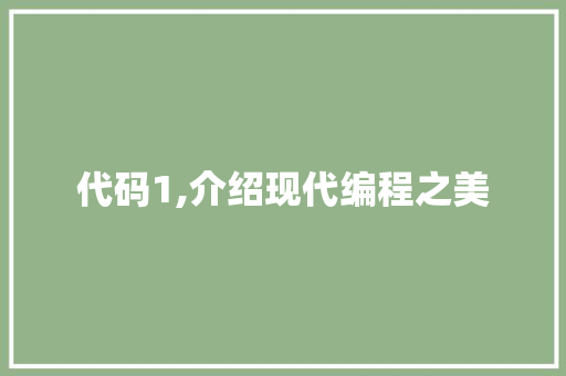 代码1,介绍现代编程之美 百度SEO
