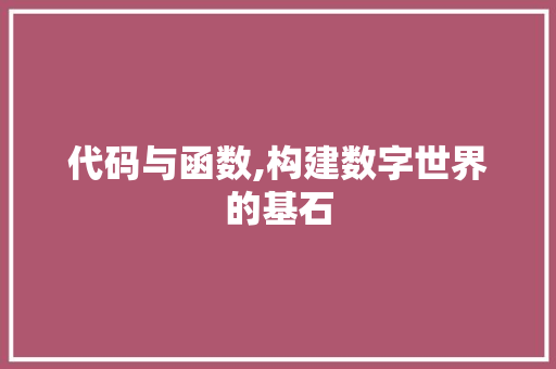 代码与函数,构建数字世界的基石 百度SEO