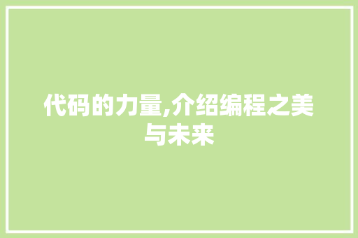 代码的力量,介绍编程之美与未来 GoogleSEO
