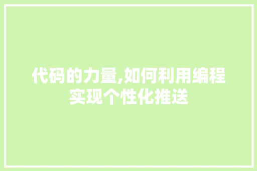代码的力量,如何利用编程实现个性化推送 神马SEO