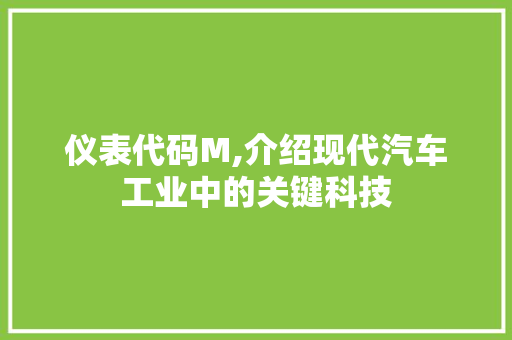 仪表代码M,介绍现代汽车工业中的关键科技