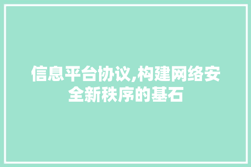 信息平台协议,构建网络安全新秩序的基石 必应SEO