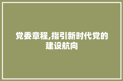 党委章程,指引新时代党的建设航向 百度SEO