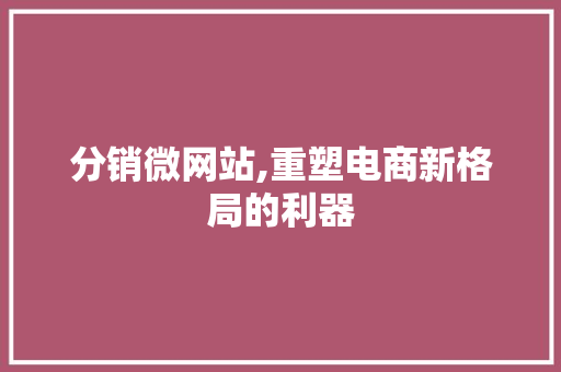 分销微网站,重塑电商新格局的利器 搜狗SEO
