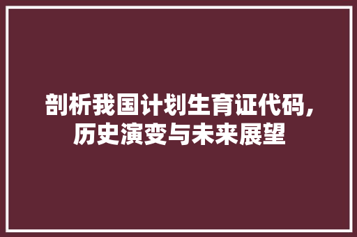 剖析我国计划生育证代码,历史演变与未来展望 GoogleSEO