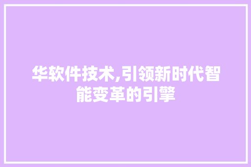 华软件技术,引领新时代智能变革的引擎