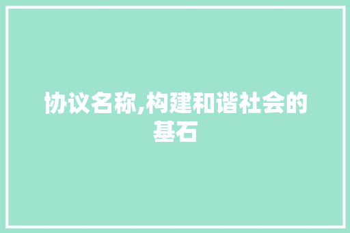 协议名称,构建和谐社会的基石 必应SEO