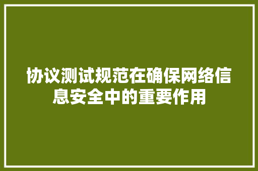 协议测试规范在确保网络信息安全中的重要作用 神马SEO