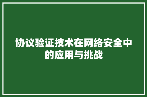 协议验证技术在网络安全中的应用与挑战 搜狗SEO